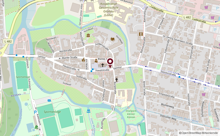 Karte mit dem Standort der Fahrschule Stephan Scharf an der Hauptstraße 4 in Gronau (Leine)
